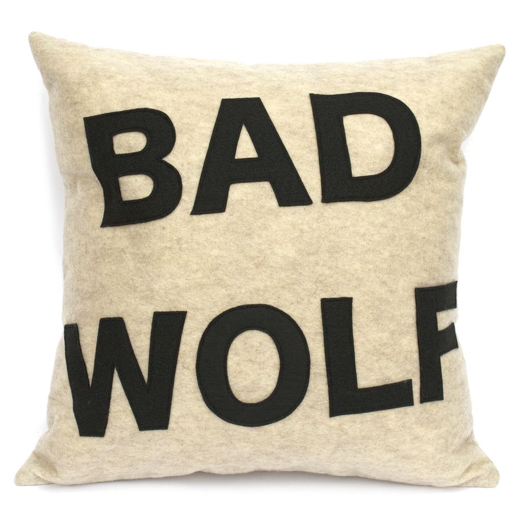 Bad Wolf Pillow Cover in Sandstone and Black - 18 inches - Studio Arethusa
