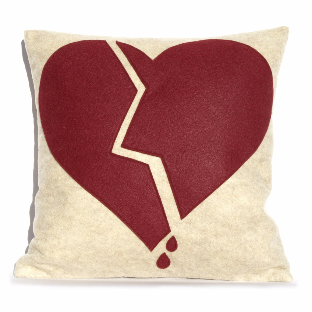 Broken Heart Pillow Cover custom colors 18 inches - Studio Arethusa
