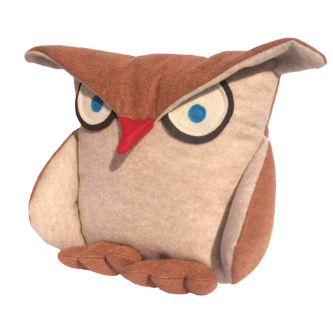 Disgruntled Owl - 12 inch eco felt pillow cover oatmeal and copper - Studio Arethusa
 - 1