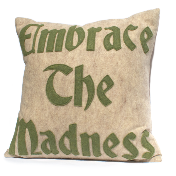 Embrace the Madness Pillow Cover in Sandstone and Olive - 18 inches - Studio Arethusa
 - 1