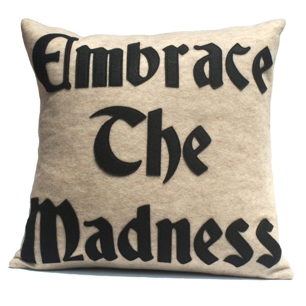 Embrace the Madness Pillow Cover in Sandstone and Black - 18 inches - Studio Arethusa
