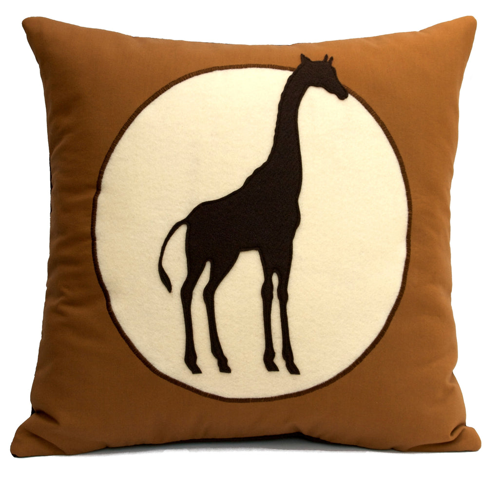 Giraffe Shadow Silhouette pillow cover in Eco Felt and Organic Cotton by Studio Arethusa