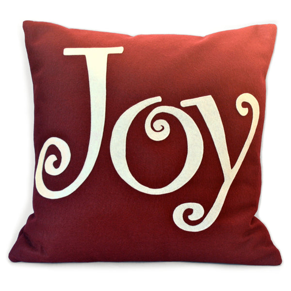 Noel - Christmas Pillow Cover in Ruby Red and Antique White - 18 inches - Studio Arethusa
 - 2