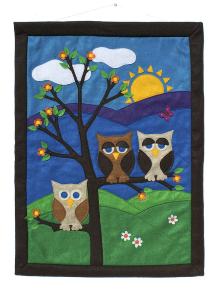 Large Wall Banner - Family of Three done in Felt Appliqué - Studio Arethusa
 - 1