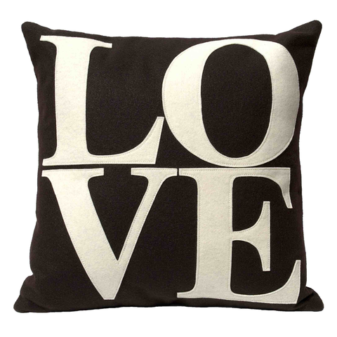 LOVE Pillow Cover Cocoa and Cream - 18 inches - Studio Arethusa
