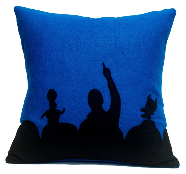 MST3K Pillow Cover in Black and Blue - 18 inches - Studio Arethusa
 - 1