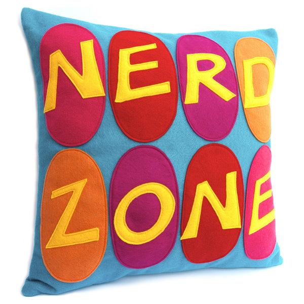 Nerd Zone Pillow Cover Gold, Orange, Pink, Red, and Fuchsia on Peacock - 18 inches - Studio Arethusa
 - 2