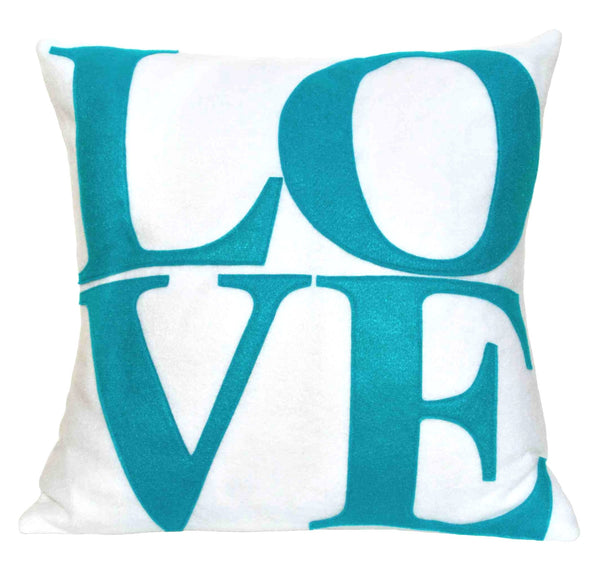 LOVE Pillow Cover Peacock on Pure White - 18 inches - Studio Arethusa
 - 1