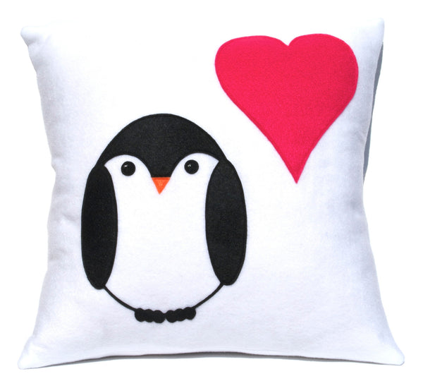 Penguin Love Pillow Cover 18 inches - Studio Arethusa
 - 1