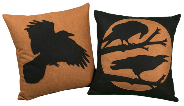 Studio Arethusa Raven pillows in copper and black