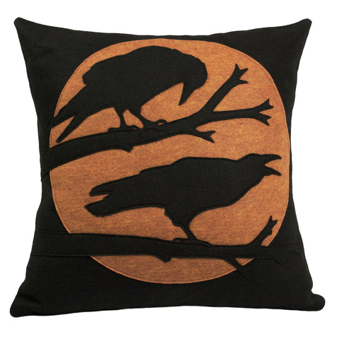 Studio Arethusa Perched Ravens Pillow Cover in Copper and Black 