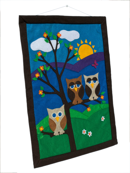 Large Wall Banner - Family of Three done in Felt Appliqué - Studio Arethusa