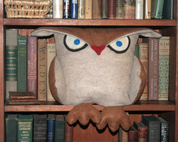 Disgruntled Owl - 12 inch eco felt pillow cover oatmeal and copper - Studio Arethusa
 - 3