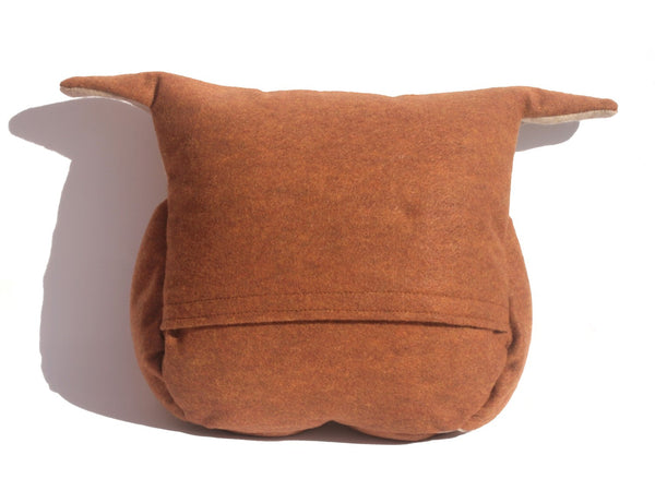 Disgruntled Owl - 12 inch eco felt pillow cover oatmeal and copper - Studio Arethusa
 - 4