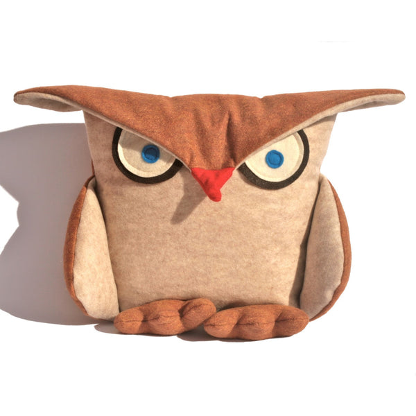 Disgruntled Owl - 12 inch eco felt pillow cover oatmeal and copper - Studio Arethusa
 - 2