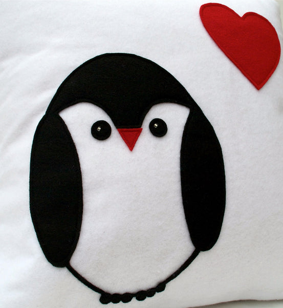 Penguin Love Pillow Cover 18 inches - Studio Arethusa
 - 3