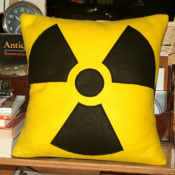 Radiation Hazard Warning Pillow Cover Bright Yellow and Black 18 inches - Studio Arethusa
 - 2