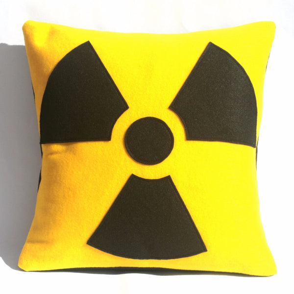 Radiation Hazard Warning Pillow Cover Bright Yellow and Black 18 inches - Studio Arethusa
 - 1